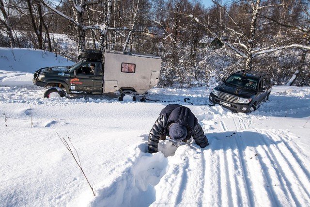 Как мужики с Тойотами УАЗ нагибали снег, тойота, уаз