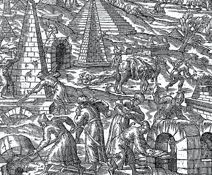 Страница из «Универсальной космографии» 1575 года Андре Теве с гравюрой, иллюстрирующей охоту местного населения за мумиями. / Фото: britannica.com