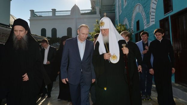 Владимир Путин и Патриарх Кирилл посетили Афон в мае 2016 года