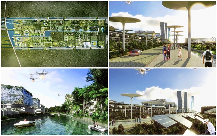 Итальянцы спроектировали энергонезависимый город (визуализация Smart Forest City, Мексика). | Фото: stefanoboeriarchitetti.net.