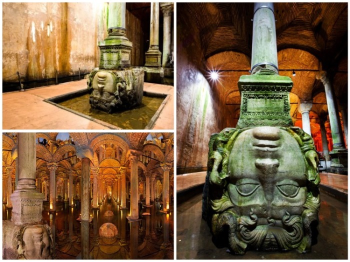 Окаменевшая Голова Медузы Горгоны привлекает всеобщее внимание (Basilica Cistern, Стамбул). | Фото: istanbul-turkey.ru.