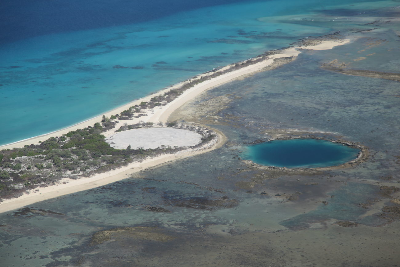 Two nuclear craters.  One was filled with other waste from Bikini and covered over.